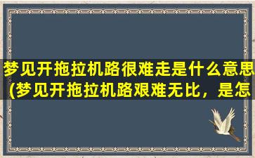 梦见开拖拉机路很难走是什么意思(梦见开拖拉机路艰难无比，是怎样的一种预兆？)