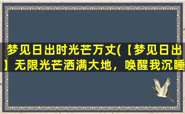 梦见日出时光芒万丈(【梦见日出】无限光芒洒满大地，唤醒我沉睡已久的灵魂！)