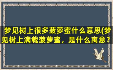 梦见树上很多菠萝蜜什么意思(梦见树上满载菠萝蜜，是什么寓意？)