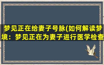 梦见正在给妻子号脉(如何解读梦境：梦见正在为妻子进行医学检查)