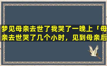 梦见母亲去世了我哭了一晚上「母亲去世哭了几个小时，见到母亲后却发现哭不出来了，眼泪流不出来，怎么办」