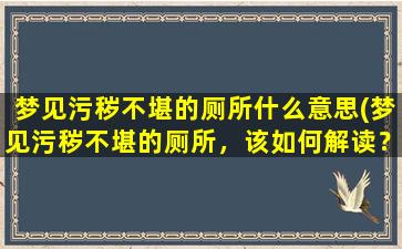 梦见污秽不堪的厕所什么意思(梦见污秽不堪的厕所，该如何解读？)