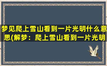 梦见爬上雪山看到一片光明什么意思(解梦：爬上雪山看到一片光明，揭示您的心境与未来之路)