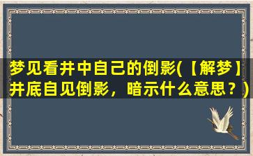 梦见看井中自己的倒影(【解梦】井底自见倒影，暗示什么意思？)