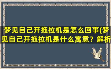 梦见自己开拖拉机是怎么回事(梦见自己开拖拉机是什么寓意？解析梦境中拖拉机的象征意义)