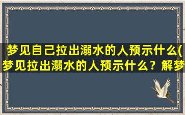 梦见自己拉出溺水的人预示什么(梦见拉出溺水的人预示什么？解梦专家告诉你*！)