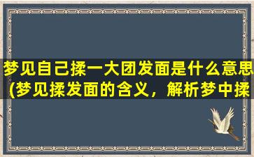 梦见自己揉一大团发面是什么意思(梦见揉发面的含义，解析梦中揉面的象征)