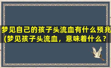 梦见自己的孩子头流血有什么预兆(梦见孩子头流血，意味着什么？解析与预测！)