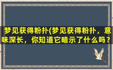 梦见获得粉扑(梦见获得粉扑，意味深长，你知道它暗示了什么吗？)