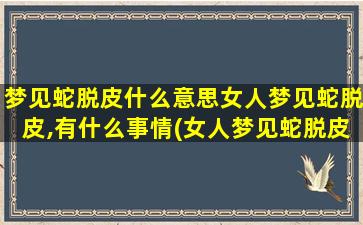 梦见蛇脱皮什么意思女人梦见蛇脱皮,有什么事情(女人梦见蛇脱皮，预示着什么？解梦大揭秘！)