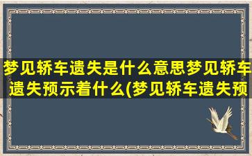 梦见轿车遗失是什么意思梦见轿车遗失预示着什么(梦见轿车遗失预示着什么？失落感油然而生！)