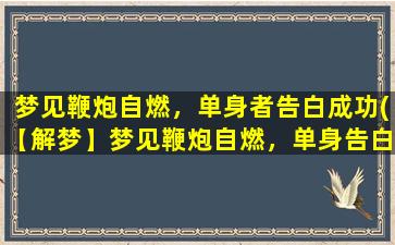 梦见鞭炮自燃，单身者告白成功(【解梦】梦见鞭炮自燃，单身告白成功，预示什么？)