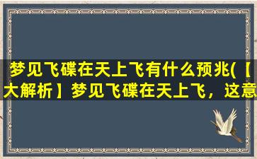 梦见飞碟在天上飞有什么预兆(【大解析】梦见飞碟在天上飞，这意味着什么？)