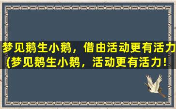 梦见鹅生小鹅，借由活动更有活力(梦见鹅生小鹅，活动更有活力！)