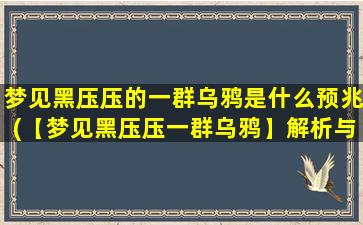 梦见黑压压的一群乌鸦是什么预兆(【梦见黑压压一群乌鸦】解析与预兆，持凤凰创意SEO优化)