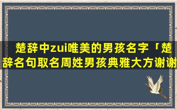 楚辞中zui唯美的男孩名字「楚辞名句取名周姓男孩典雅大方谢谢」