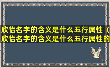 欣怡名字的含义是什么五行属性（欣怡名字的含义是什么五行属性的）