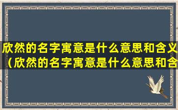 欣然的名字寓意是什么意思和含义（欣然的名字寓意是什么意思和含*释）