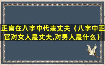 正官在八字中代表丈夫（八字中正官对女人是丈夫,对男人是什么）