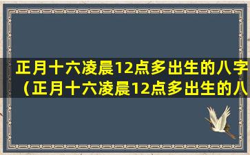 正月十六凌晨12点多出生的八字（正月十六凌晨12点多出生的八字是什么）