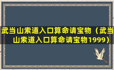 武当山索道入口算命请宝物（武当山索道入口算命请宝物1999）