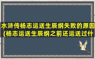 水浒传杨志运送生辰纲失败的原因(杨志运送生辰纲之前还运送过什么)