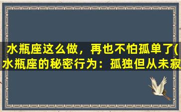 水瓶座这么做，再也不怕孤单了(水瓶座的秘密行为：孤独但从未寂寞，这个星座的独白很震撼！)