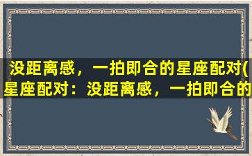 没距离感，一拍即合的星座配对(星座配对：没距离感，一拍即合的12星座)