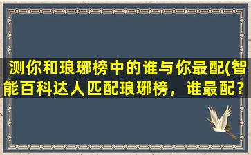 测你和琅琊榜中的谁与你最配(智能百科达人匹配琅琊榜，谁最配？)