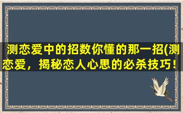 测恋爱中的招数你懂的那一招(测恋爱，揭秘恋人心思的必杀技巧！)