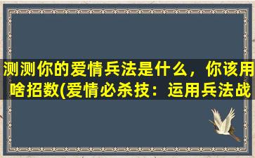 测测你的爱情兵法是什么，你该用啥招数(爱情必杀技：运用兵法战胜感情危机)