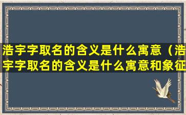 浩宇字取名的含义是什么寓意（浩宇字取名的含义是什么寓意和象征）