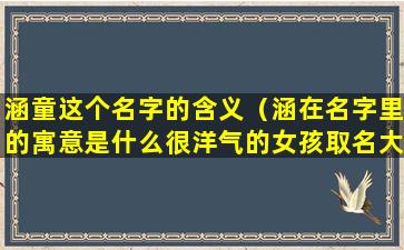 涵童这个名字的含义（涵在名字里的寓意是什么很洋气的女孩取名大全）