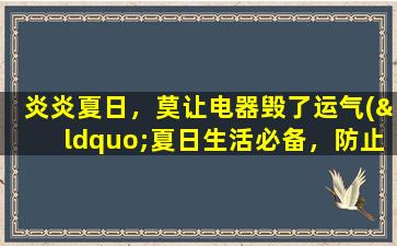 炎炎夏日，莫让电器毁了运气(“夏日生活必备，防止电器损坏，走近科技新趋势”)