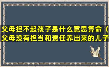 父母担不起孩子是什么意思算命（父母没有担当和责任养出来的儿子也不会有出息）