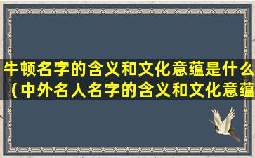 牛顿名字的含义和文化意蕴是什么（中外名人名字的含义和文化意蕴）