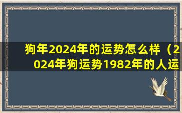 狗年2024年的运势怎么样（2024年狗运势1982年的人运势）