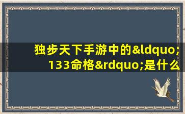 独步天下手游中的“133命格”是什么