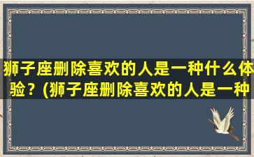 狮子座删除喜欢的人是一种什么体验？(狮子座删除喜欢的人是一种什么体验呢）