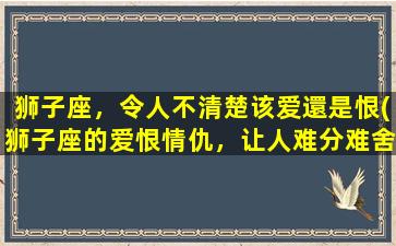 狮子座，令人不清楚该爱還是恨(狮子座的爱恨情仇，让人难分难舍)