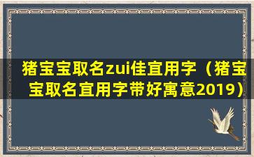 猪宝宝取名zui佳宜用字（猪宝宝取名宜用字带好寓意2019）