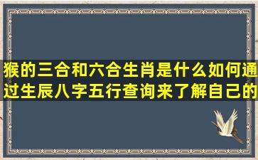 猴的三合和六合生肖是什么如何通过生辰八字五行查询来了解自己的命运