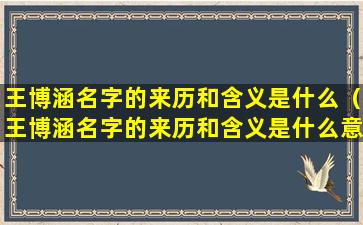 王博涵名字的来历和含义是什么（王博涵名字的来历和含义是什么意思）