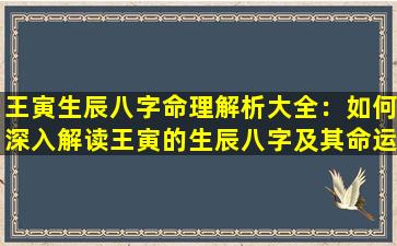 王寅生辰八字命理解析大全：如何深入解读王寅的生辰八字及其命运影响