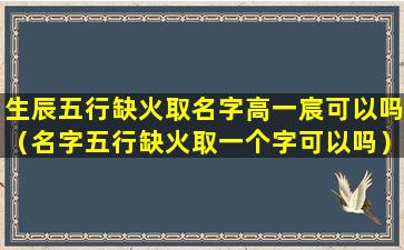 生辰五行缺火取名字高一宸可以吗（名字五行缺火取一个字可以吗）