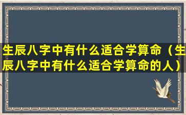 生辰八字中有什么适合学算命（生辰八字中有什么适合学算命的人）