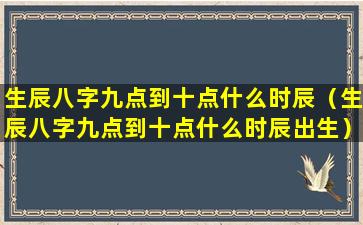 生辰八字九点到十点什么时辰（生辰八字九点到十点什么时辰出生）