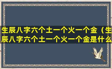 生辰八字六个土一个火一个金（生辰八字六个土一个火一个金是什么命）