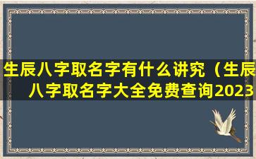 生辰八字取名字有什么讲究（生辰八字取名字大全免费查询2023）