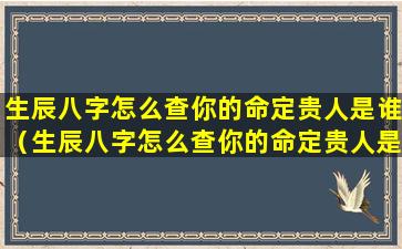 生辰八字怎么查你的命定贵人是谁（生辰八字怎么查你的命定贵人是谁呢）